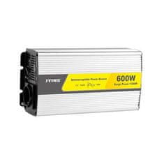 Měnič 12V/230V+UPS 600W, JYINS, čistá sinusovka, zásuvka EURO