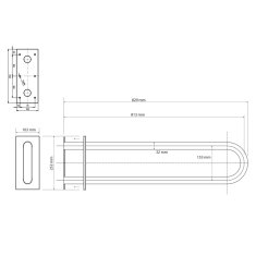 SAPHO HANDICAP opěrné pevné madlo tvar U 813mm, černá mat XH540B - Sapho