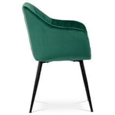 Autronic Moderní jídelní židle Jídelní židle, potah zelená sametová látka, kovové nohy, černý matný lak (PIKA GRN4)