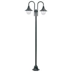 Vidaxl Zahradní sloupová lampa 2 ramena E27 220 cm hliník tmavě zelená