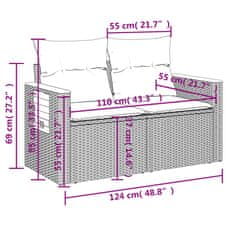 Greatstore 3dílná zahradní sedací souprava s poduškami béžová polyratan