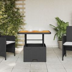 Greatstore Zahradní stolek černý 80 x 80 x 71 cm polyratan a akácie