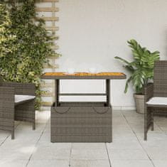 Greatstore Zahradní stolek šedý 90 x 55 x 71 cm polyratan a akácie