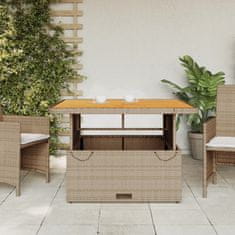 Greatstore Zahradní stolek béžový 110 x 110 x 71 cm polyratan a akácie