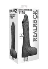 Shots Toys RealRock Realistic Vibrating Dildo with Balls 25cm Black vibrátor