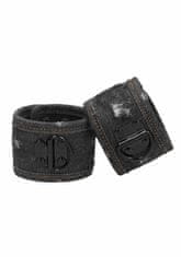 Shots Toys Ouch! Denim Ankle Cuffs Roughend Black pouta na kotníky