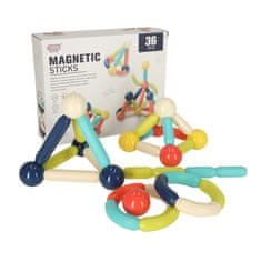 WOWO Magnetická Stavebnice pro Děti - Velké Tyčinky, 36 Prvků v Krabičce