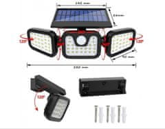 WOWO Solární LED Lampa s Trojitým Osvětlením a Pohybovým/Soumrakovým Senzorem