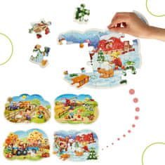 WOWO Dětské Puzzle CASTORLAND 4v1 Čtyři roční období - pro děti od 4 let