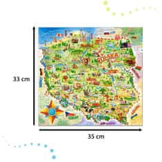 WOWO Vzdělávací Puzzle Mapa Polska od CASTORLAND, 128 dílků, pro děti 6+