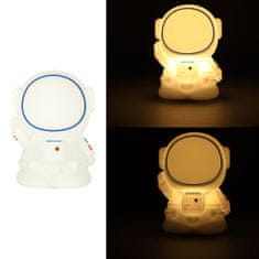 WOWO Dětská Noční Lampa s 8 LED, Astronaut, Bílá - USB, Silikonová