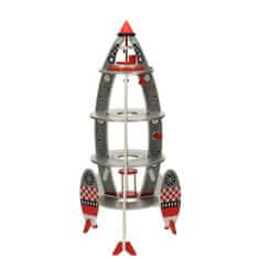 WOWO Dřevěná Hračka - Kosmická Loď Raketa s Astronautem pro Děti