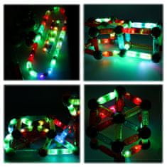 WOWO Svítící Magnetické Bloky a Tyčinky pro Děti - LED Hračka, 76 Prvků