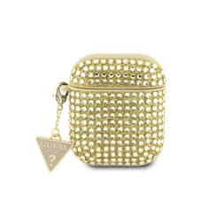 Guess  Rhinestones Triangle Metal Logo Pouzdro pro AirPods 1/2 Gold