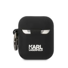 Karl Lagerfeld  3D Logo NFT Choupette Head Silikonové Pouzdro pro Airpods 1/2 Black