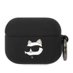 Karl Lagerfeld  3D Logo NFT Choupette Head Silikonové Pouzdro pro Airpods Pro Black