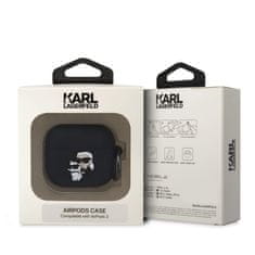Karl Lagerfeld  3D Logo NFT Karl and Choupette Silikonové Pouzdro pro AirPods 3 Black