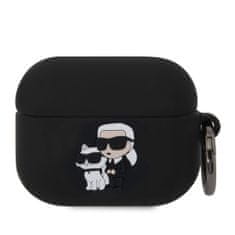 Karl Lagerfeld  3D Logo NFT Karl and Choupette Silikonové Pouzdro pro AirPods Pro Black