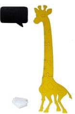 KIK Dřevěná žirafa růstová míra 125 cm žlutá + křídová tabule 32 x 44 cm