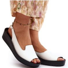 Kožené sandály s tlustou podrážkou bílé velikost 37