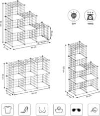 Songmics Drátěný úložný regál Mista 6 přihrádek bílý