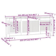 Vidaxl Kryt na radiátor MDF 205 cm