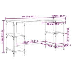 Vidaxl Psací stůl černý 140 x 50 x 75 cm kov a kompozitní dřevo