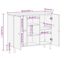 Greatstore Odkládací skříňka 90 x 33 x 75 cm masivní mangovníkové dřevo