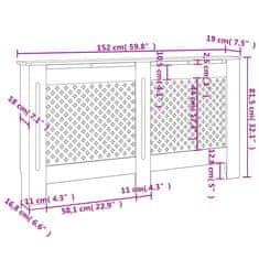 Vidaxl Kryt na radiátor 152 x 19 x 81,5 cm MDF