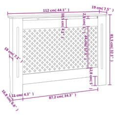 Vidaxl Kryt na radiátor 112 x 19 x 81,5 cm MDF