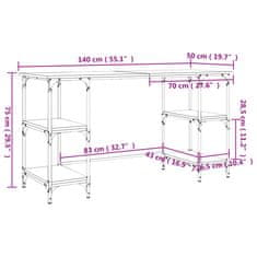 Vidaxl Psací stůl hnědý dub 140 x 50 x 75 cm kov a kompozitní dřevo