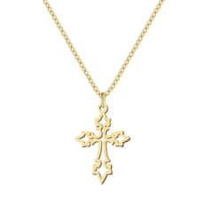 For Fun & Home Elegantní náhrdelník s křížkem, zlatý, chirurgická ocel 316L, délka 45 cm