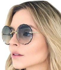 Camerazar Dámské kulaté sluneční brýle bez obrouček, kovový rám, UV 400 filtr, velikost 62 mm x 62 mm