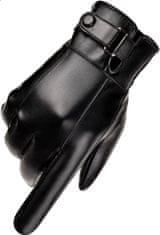 Camerazar Pánské dotykové rukavice z ekokůže, černé, univerzální velikost, s vnitřním zateplením