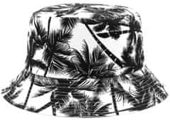 Camerazar Oboustranný Klobouk BUCKET HAT FISHER s Palmami, Polyester/Bavlna, Univerzální Velikost 55-59 cm, Bílá/Černá