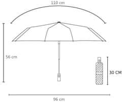 Camerazar Automatický Deštník s Ocelovými Tyčemi a Sklolaminátem, Anti-UV, Hydrofobní Tkanina, 110 cm