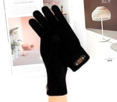 Camerazar Pánské teplé zimní rukavice z akrylové příze, černé, univerzální velikost