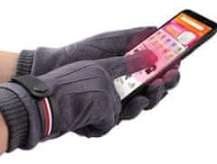 Camerazar Pánské zimní semišové rukavice s dotykovou funkcí, šedá barva, univerzální velikost