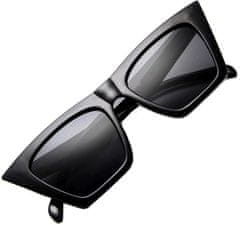 Camerazar Velké čtvercové dámské sluneční brýle s kočičíma očima, plast, černá barva, UV400 filtr kat. 3
