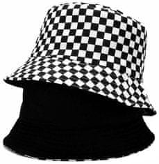 Camerazar Oboustranný Klobouk FISHER BUCKET HAT, černobílá kartáčovaná, polyester/bavlna, univerzální velikost 55-59 cm