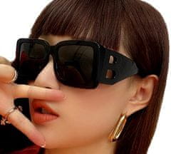 Camerazar Velké dámské sluneční brýle obdélníkového tvaru, černé, plastový rám, UV400 kat.3 filtr