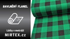 Mirtex Látka FLANEL 165 (K2 kostky velké černo-zelené) -150cm, 1 běžný metr