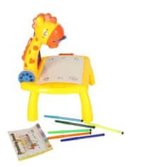 KIK Kreslící stůl pro děti s projektorem žirafa žlutý