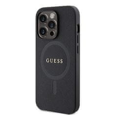 Guess hard silikonový obal iPhone 15 PRO 6.1" black Saffiano MagSafe