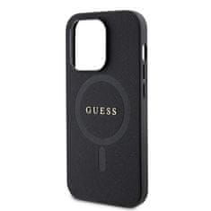 Guess hard silikonový obal iPhone 15 PRO 6.1" black Saffiano MagSafe