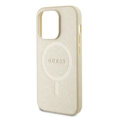 Guess hard silikonové pouzdro iPhone 15 PRO 6.1" gold Saffiano MagSafe