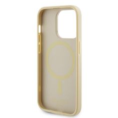 Guess hard silikonové pouzdro iPhone 15 PRO 6.1" gold Saffiano MagSafe