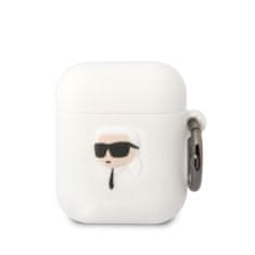 Karl Lagerfeld  3D Logo NFT Karl Head Silikonové Pouzdro pro Airpods 1/2 White