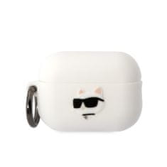 Karl Lagerfeld  3D Logo NFT Choupette Head Silikonové Pouzdro pro Airpods Pro 2 White