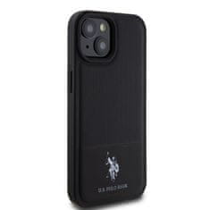 U.S. Polo Assn.  PU Leather Mesh Pattern Double Horse Zadní Kryt pro iPhone 15 Black